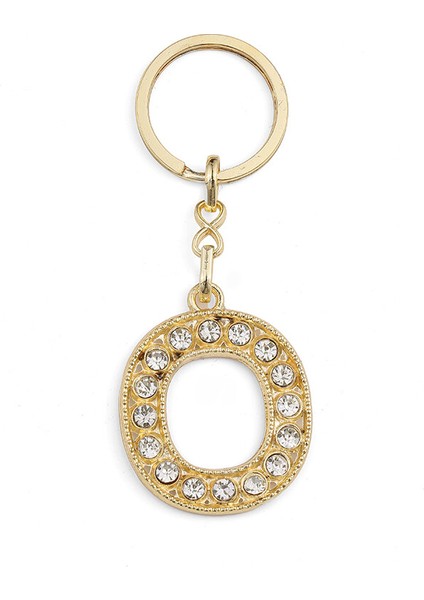 Harf Taşlı Gold O Harfi Anahtarlık