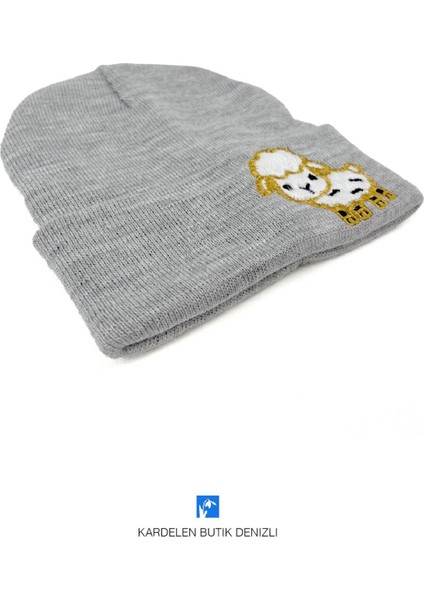 Kız ve Erkek Çocuk Sevimli Hayvan Nakışlı Çocuk Bere