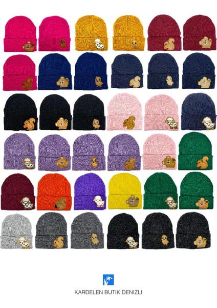 Kız ve Erkek Çocuk Sevimli Hayvan Nakışlı Çocuk Bere modelleri