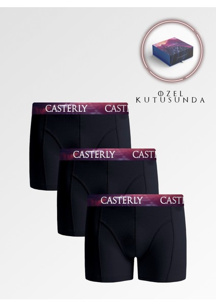 Erkek Siyah Boxer 3'lü Set: Özel Premium Kutusunda, Katlanma Yapmayan Özel Kumaş ve Sağlam Dikişler