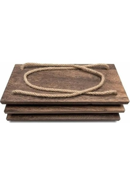 Dekoratif Tasarım El Yapımı 3 Lü Ahşap Raf Kitaplık Saksılık Aksesuar Rafı