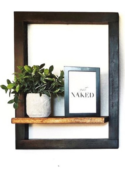 Ahşap Çerçeve Duvar Rafı 2 Adet