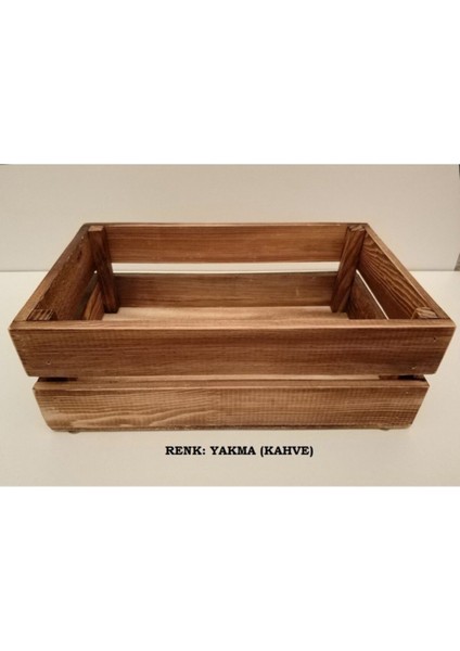 Dekoratif Ahşap Kasa Sandık Çok Amaçlı Kasa Kitaplık - Doğal Çam 24.2X17X9