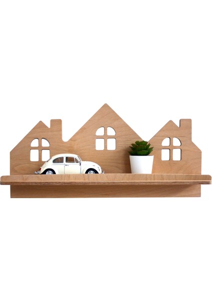 Montessori Ev Şeklinde Duvar Rafı Bebek Çocuk Odası Doğal Ahşap 50 cm Yapıştırılabilir modelleri