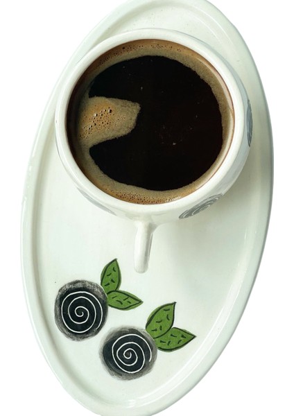 Black Rose %100 El Işlemeli Fincan