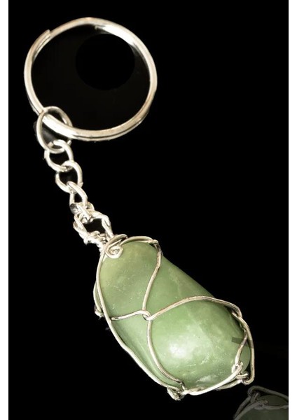 Sertifikalı Tel Sargılı Aventurin Taşı Anahtarlık