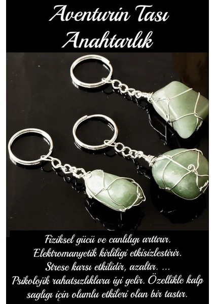 Sertifikalı Tel Sargılı Aventurin Taşı Anahtarlık fiyatları