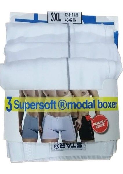 3 Lü Star Erkek Süpersoft Modal Biyeli Boxer