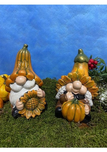 Kabak Gnome Çift Dekoratif Biblo Model 1