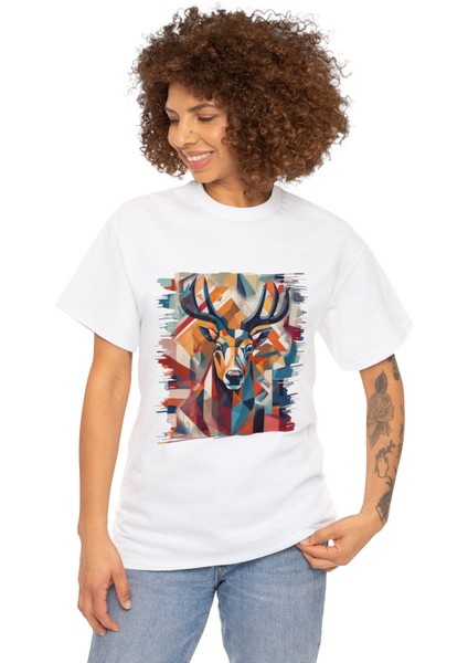 Geyik Tasarımlı Unisex T-Shirt fırsatları
