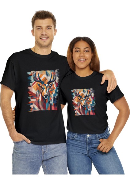Geyik Tasarımlı Unisex T-Shirt modelleri