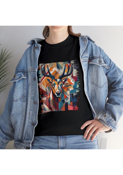 Geyik Tasarımlı Unisex T-Shirt fırsatları