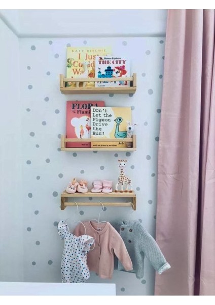 Montessori Kitaplık Çocuk Bebek Odası Rafı Ahşap Kitaplık Askılık 60CM 3lü Ters Düz Raf indirimleri