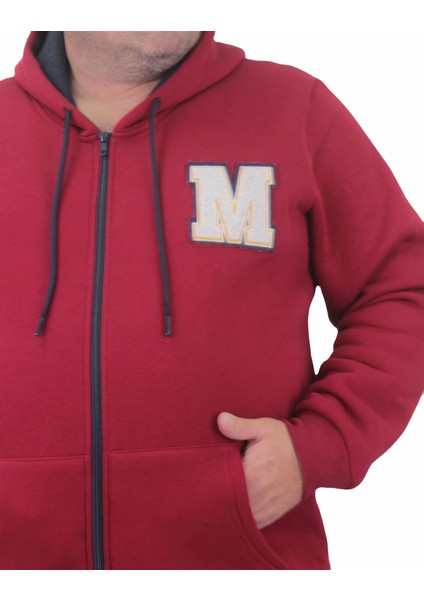 Mocgrande Büyük Beden Fermuarlı Sweat M 23217 Bordo fırsatları