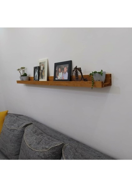 Duvara Monte Ahşap Duvar Rafı. 150 cm Dekoratif Çerçeve Rafı. Meşe Rengi Uçan Raf.