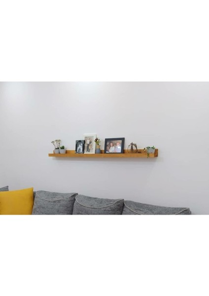 Duvara Monte Ahşap Duvar Rafı. 150 cm Dekoratif Çerçeve Rafı. Meşe Rengi Uçan Raf.