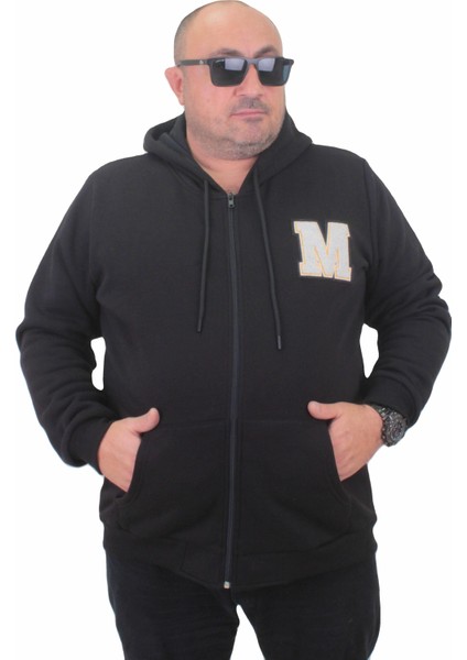 Mocgrande Büyük Beden Fermuarlı Sweat M 23217 Sıyah