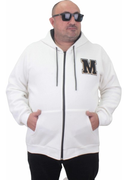 Mocgrande Büyük Beden Fermuarlı Sweat M 23217 Ekru