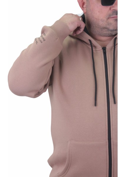 Fermuarlı Kapuşonlu Büyük Beden Sweat Freadom 23219 S.kahve modelleri