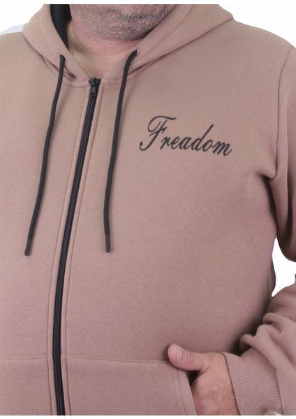Fermuarlı Kapuşonlu Büyük Beden Sweat Freadom 23219 S.kahve fırsatları