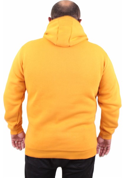 Mocgrande Fermuarlı Kapuşonlu Büyük Beden Sweat Time Money 23218 Hardal modelleri