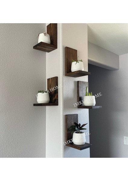 5'li Takım Ceviz Renk Dekoratif Masif Doğal Ahşap Duvar Rafı Çiçeklik Uçan Raf Duvar Düzenleyici fiyatları
