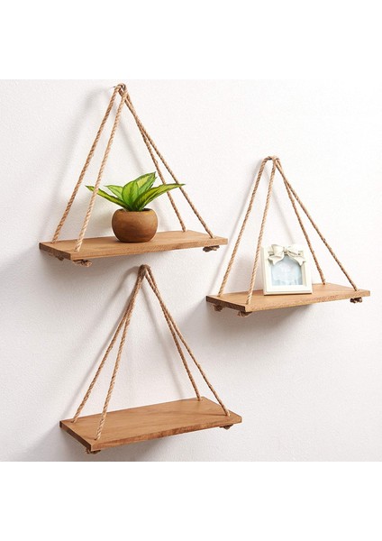 Ithal Sibirya Çam Ağacından Kendinden Askılı 3'lü Duvar Rafı Çiçeklik Saksılık Ev Dekorasyon Ürünü