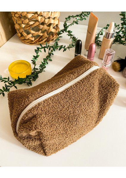 Kahve Peluş Krem Astarlı Makyaj Çantası Çanta Içi Organizeri indirimleri