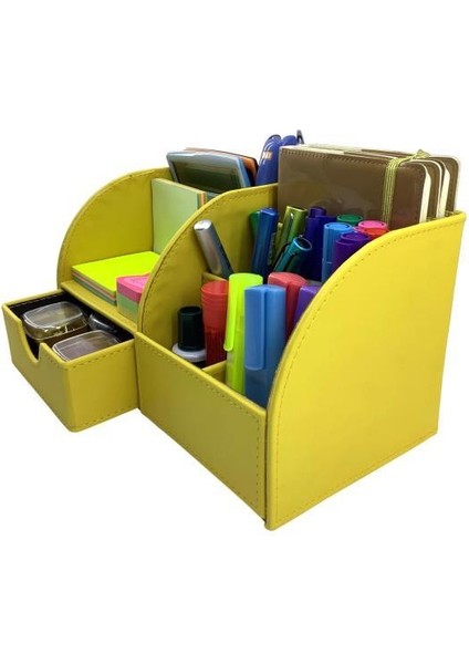 Masaüstü Düzenleyici Çekmeceli Organizer Kalemlik Pastel Sarı ND 1053