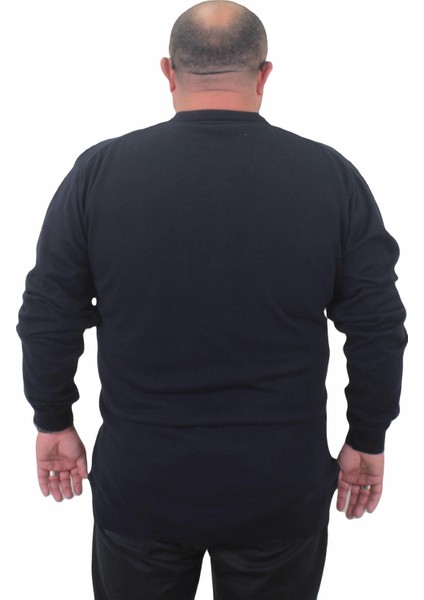 Mocgrande Erkek Büyük Beden Polo Yaka Fermuarlı Triko Kazak 23701 Lacıvert fırsatları