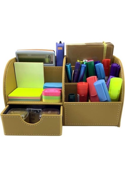 Masaüstü Düzenleyici Çekmeceli Organizer Kalemlik Pastel Safran ND 1058