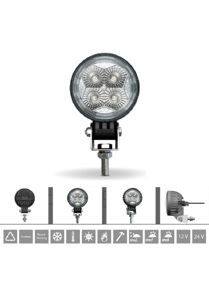 Cr 80CP LED Çalışma Lambası 4 Ledli 12-24V Uyumlu