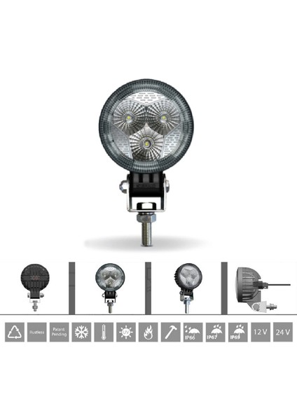 Cr 80CP LED Çalışma Lambası 3 Ledli 12-24V Uyumlu