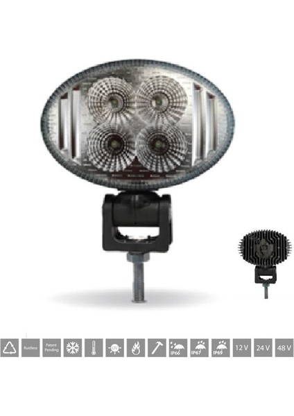 El 150CP Alt/üst Bağlantılı 4 LED Çalışma Lambası 12-24V Uyumlu