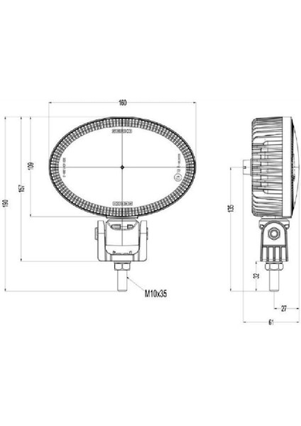 El 150CP Alt/üst Bağlantılı 4 LED Çalışma Lambası 12-24V Uyumlu