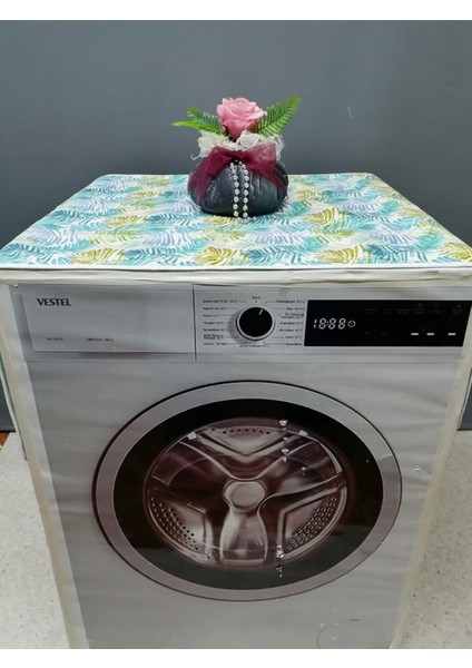 Yeşil Mavi Duck Kumaş Çamaşır ve Kurutma Makinesi Örtüsü 120X60CM