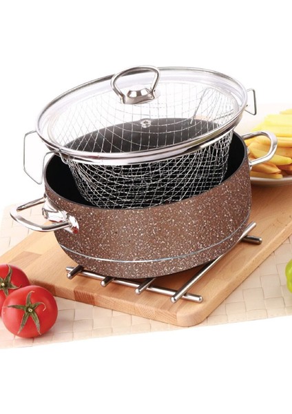 Kamelya Granit Fritöz Kızartma Tenceresi