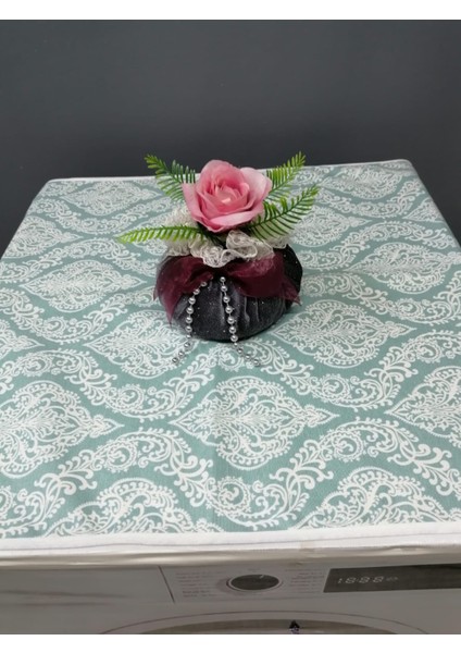 Yeşil Beyaz Duck Kumaş Çamaşır ve Kurutma Makinesi Örtüsü 120X60CM modelleri