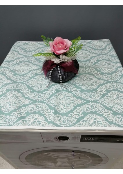 Yeşil Beyaz Duck Kumaş Çamaşır ve Kurutma Makinesi Örtüsü 120X60CM fırsatları