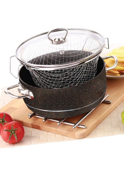 Kamelya Granit Fritöz Kızartma Tenceresi