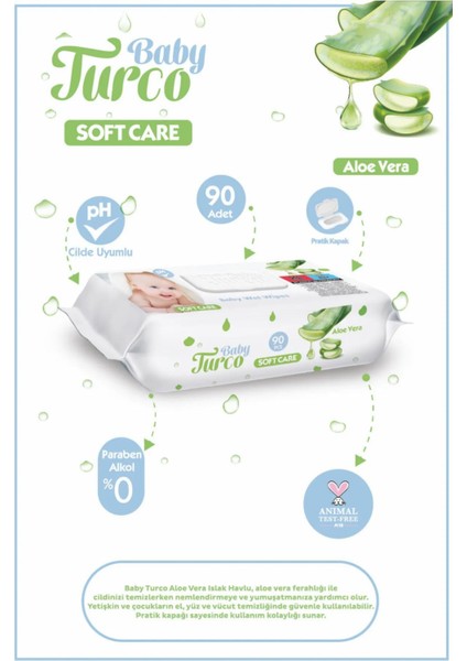 Plastik Kapaklı Islak Havlu Mendil Soft Care Aloe Vera 6 x 90 540 Yaprak fiyatları