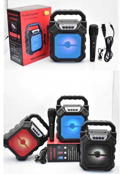 Bluetooth Büyük Dev Boy Karaoke Speaker Hoparlör Mikrafon Seti Tutacaklı Ev Tatıl Yazlık Beach Eğlen