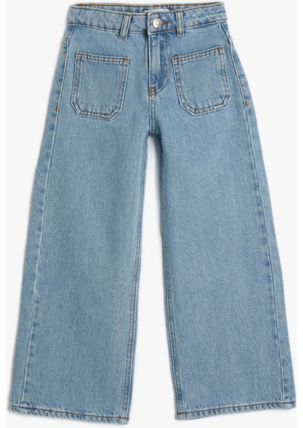 İspanyol Paça Kot Pantolon Cep Detaylı Normal Bel - Flare Jean