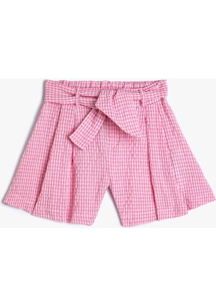 Şort Beli Bağlamalı Düğme Detaylı