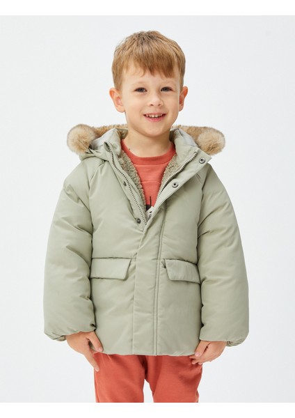 Kapşonlu Kaban Peluş Astarlı Dolgulu Cepli fiyatları