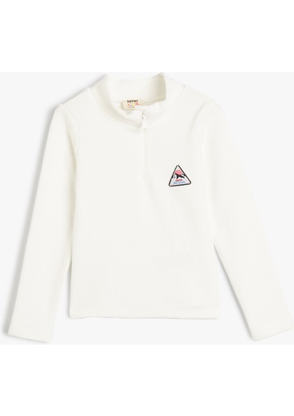 Tişört Dik Yaka Yarım Fermuarlı Ribanalı Kayak Etiket Detaylı