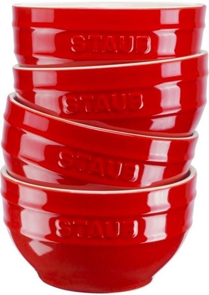 Seramik Kase 4'lü Set Kırmızı 14CM