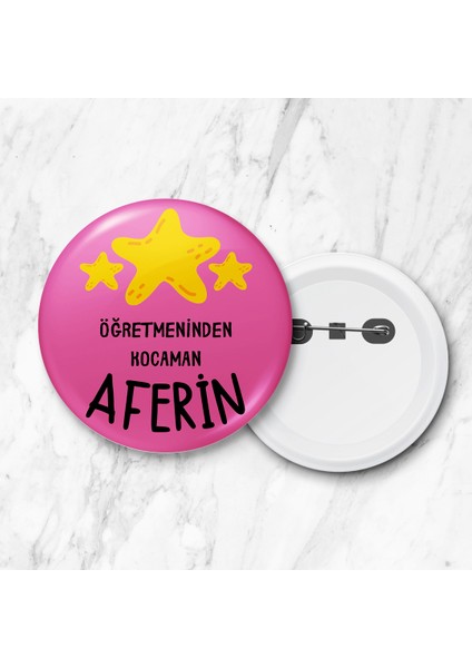 Öğretmeninden Kocaman Aferin Iğneli Yaka Rozeti (58MM)