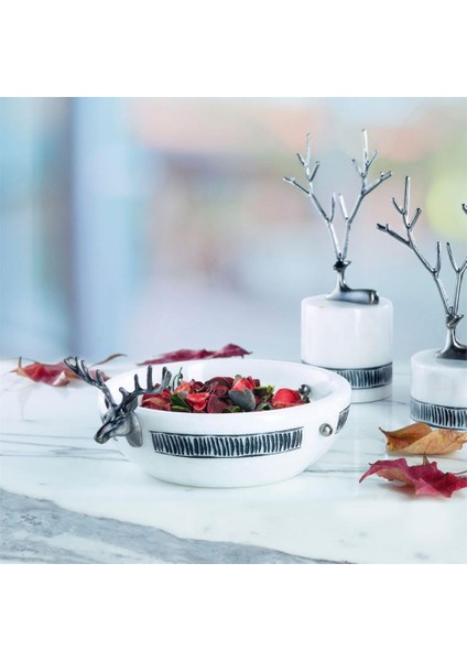 Any Marble Geyik Kafalı Eskitme Geniş Kase