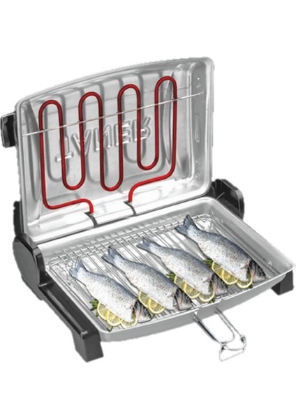 Taner Kebapçı Elektrikli Izgara Mangal Barbekü Çift Telli Büyük Boy Gri TNRIZ1705